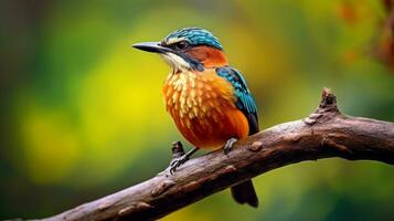 AI Generative Beautiful bird on branch photo