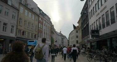 Crowded Stroget street in Copenhagen, Denmark video