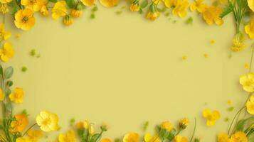AI Generative Natural floral background pattern with meadow flowers of clover in the sun Clover flowers closeup on a gold background glow in the sun photo