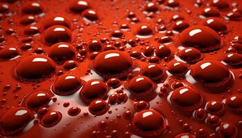 AI Generative water droplets are red abstract background photo