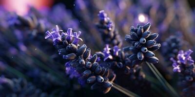 AI Generative Close up of lavender blue flowers photo