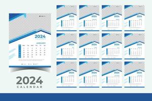 2024 calendario pared diseño plantilla, moderno y negocio estilo nuevo año 2024 calendario diseño vector