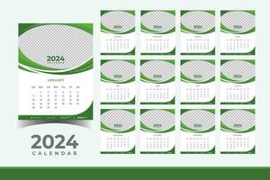 2024 calendario pared diseño plantilla, moderno y negocio estilo nuevo año 2024 calendario diseño vector