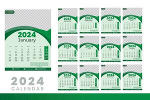 2024 Calendar Design Template, Modern  Calendar Design in Business Style vector