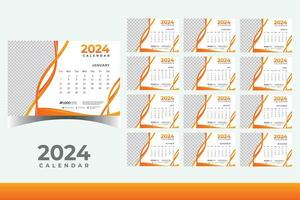 2024 Calendar table Design Template,  Modern New Year Calendar Design in Business Style vector