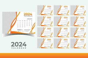 2024 Calendar table Design Template,  Modern New Year Calendar Design in Business Style vector