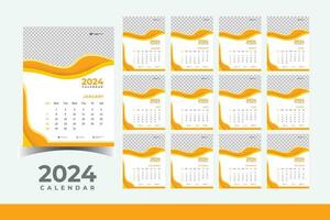 2024 calendario pared diseño plantilla, moderno y negocio estilo nuevo año 2024 calendario diseño vector