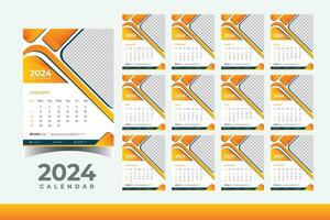 2024 calendario pared diseño plantilla, moderno y negocio estilo nuevo año 2024 calendario diseño vector