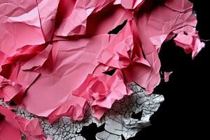 AI Generative Crumpled pink paper surface texture photo
