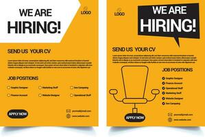 We are hiring flyer design.  Job vacancy flyer poster template design.eb vector