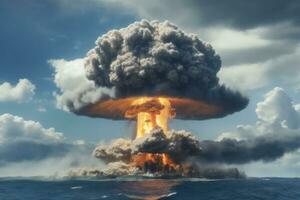 explosion nuclear bomb in ocean. AI generated photo