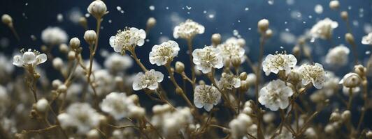 Gypsophila seco pequeño blanco flores ligero macro. ai generado foto