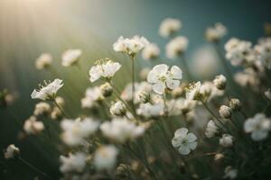 Gypsophila seco pequeño blanco flores ligero macro. ai generado foto