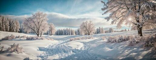 invierno espacio de nieve. ai generado foto