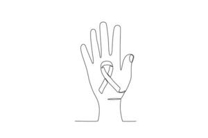 Illustration of a hand holding an AIDS ribbon vector