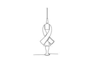 A syringe and ribbon emblematic of AIDS vector