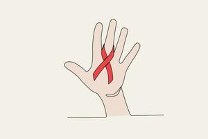 Color illustration of a ribbon on the finger vector