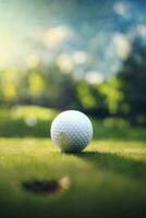 pelota de golf en curso. ai generado foto