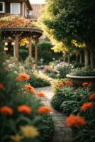 designer garden. AI generated photo