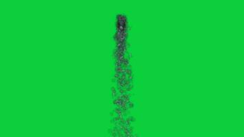 Front view Fountain water drops Falling animation effect isolated on green screen background video