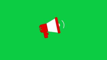 Megaphone icon symbol animation motion graphic isolated on green screen background video