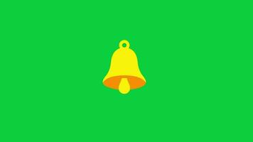 Yellow Bell ringing symbol icon animation motion graphic isolated on green screen background video