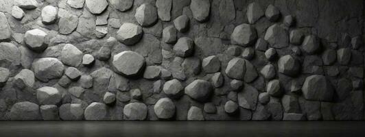 Old wall texture cement dark black gray background abstract grey color design are light with white gradient background.. AI generated photo