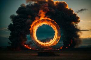 Ring of fire. AI generated photo