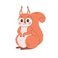 Cute squirrel. Woodland animal, fluffy rodent. vector