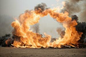 Fire flames isolated on white background. AI generated photo