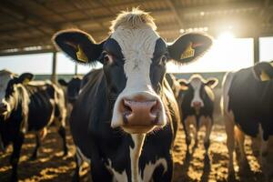 cows inside modern dairy farm photo