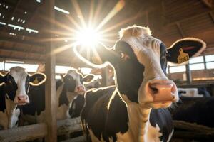 cows inside modern dairy farm photo