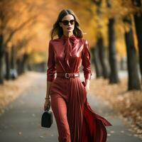 Autumn fashion wear in red colors photo