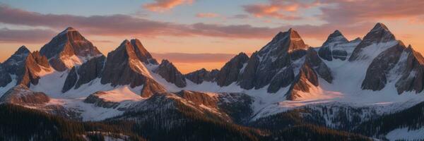 montaña paisaje a puesta de sol. ai generado foto