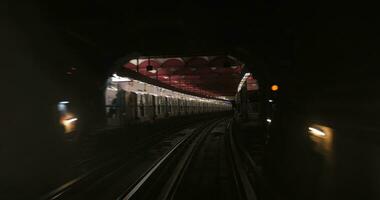 Subway train arriving to the station video