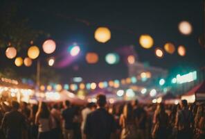 Festival Event Party with Hipster People Blurred Background. AI generated photo