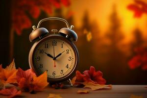 Timely alarm clock autumn. Generate Ai photo