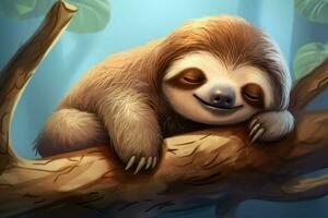 Sloth sleeping. Generate Ai photo