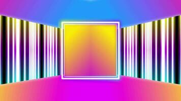 Square frame with neon lines animation video