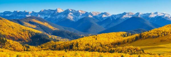 Panorama mountain autumn landscape. AI generated photo