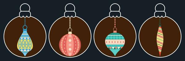 Christmas tree toys and ball. Happy new year. Vector illustration for your design.