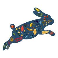 conejos personaje diseño con hermosa florecer flores para primavera, Pascua de Resurrección. otoño festival o chino nuevo año 2023, año de el Conejo zodíaco signo. vector ilustración.