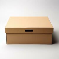 Brown cardboard box isolated on white background with clipping path. 3D illustration. Generative AI photo