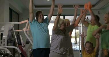 Excited family in the gym video