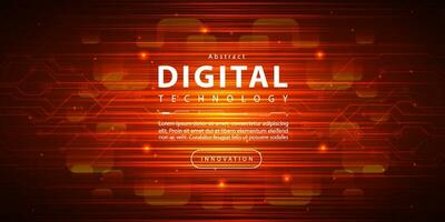 Digital technology speed connect red orange background, cyber nano information, abstract communication, innovation future tech, internet network connection, Ai big data line dot illustration 3d vector