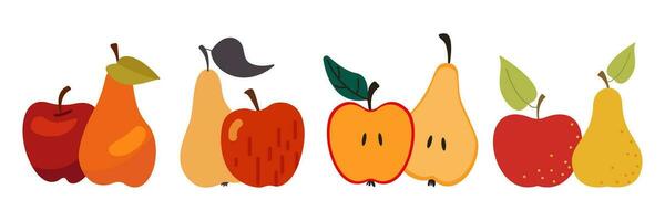 acción de gracias. otoño manzana y Pera cosecha ilustración con un tarro y frutas vector