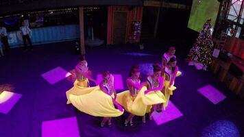 Dancing show in the bar, aerial view video