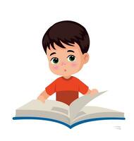 cute happy boy reading a book vector