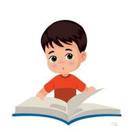 cute happy boy reading a book vector