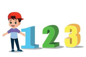 school kids with 123 numbers vector